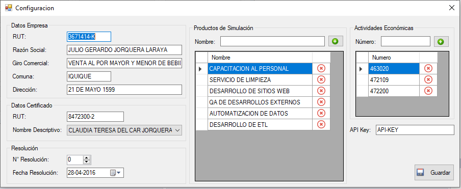 Reemplazo de valores en SIMPLE API